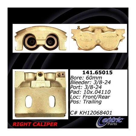 Centric Centric Semi-Loaded Brake Caliper with New Phenolic Pistons, Centric Parts 141.65015 141.65015